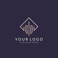 GO initial monogram logo with rectangle style design vector