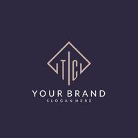 TC initial monogram logo with rectangle style design vector