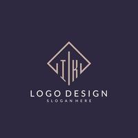 IK initial monogram logo with rectangle style design vector