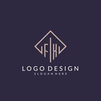 FX initial monogram logo with rectangle style design vector