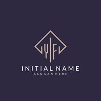 YF initial monogram logo with rectangle style design vector