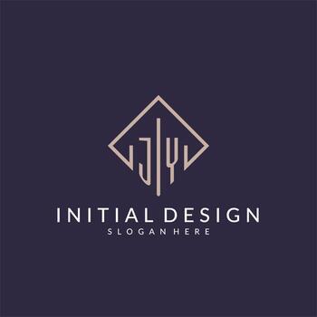 JY initial monogram logo with rectangle style design vector