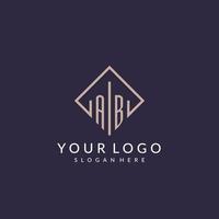 AB initial monogram logo with rectangle style design vector