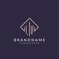 LV initial monogram logo with rectangle style design vector