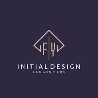 FY initial monogram logo with rectangle style design vector