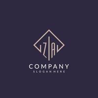 ZA initial monogram logo with rectangle style design vector