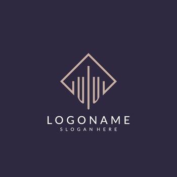 UU initial monogram logo with rectangle style design vector