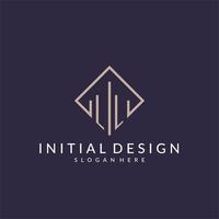 LL initial monogram logo with rectangle style design vector