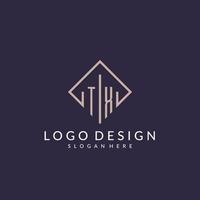 TX initial monogram logo with rectangle style design vector