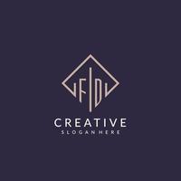 FD initial monogram logo with rectangle style design vector