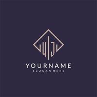 WJ initial monogram logo with rectangle style design vector