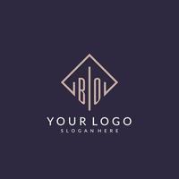 BO initial monogram logo with rectangle style design vector