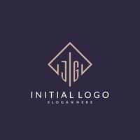 JG initial monogram logo with rectangle style design vector