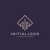 GG initial monogram logo with rectangle style design vector