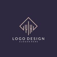 YX initial monogram logo with rectangle style design vector
