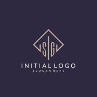 SG initial monogram logo with rectangle style design vector