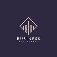 BR initial monogram logo with rectangle style design vector