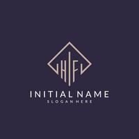 HF initial monogram logo with rectangle style design vector