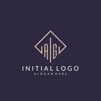 AG initial monogram logo with rectangle style design vector