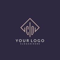CO initial monogram logo with rectangle style design vector