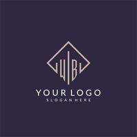 WB initial monogram logo with rectangle style design vector