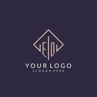 EO initial monogram logo with rectangle style design vector