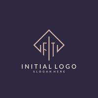 FT initial monogram logo with rectangle style design vector