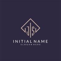 JS initial monogram logo with rectangle style design vector