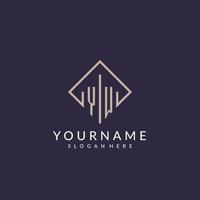 YW initial monogram logo with rectangle style design vector