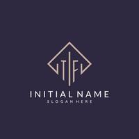 TF initial monogram logo with rectangle style design vector