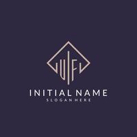 UF initial monogram logo with rectangle style design vector