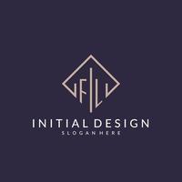 FL initial monogram logo with rectangle style design vector