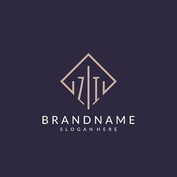 ZI initial monogram logo with rectangle style design vector