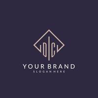 DC initial monogram logo with rectangle style design vector