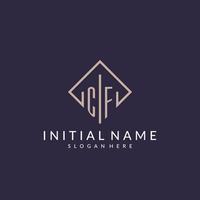 CF initial monogram logo with rectangle style design vector