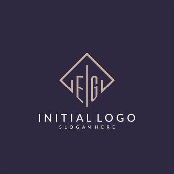 EG initial monogram logo with rectangle style design vector