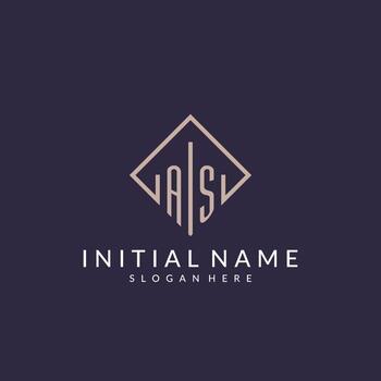 AS initial monogram logo with rectangle style design vector