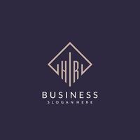 HR initial monogram logo with rectangle style design vector