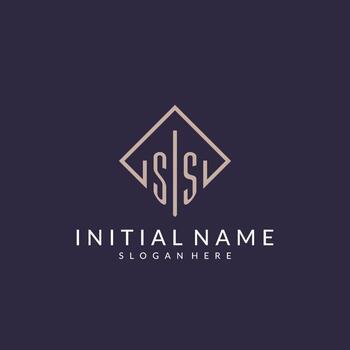 SS initial monogram logo with rectangle style design vector