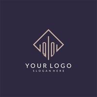QO initial monogram logo with rectangle style design vector