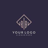 BB initial monogram logo with rectangle style design vector