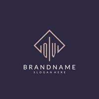 OV initial monogram logo with rectangle style design vector