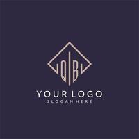 QB initial monogram logo with rectangle style design vector