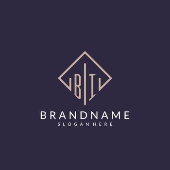 BI initial monogram logo with rectangle style design vector