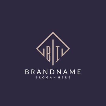 BI initial monogram logo with rectangle style design vector