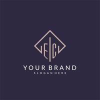 EC initial monogram logo with rectangle style design vector