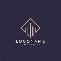 logotipo de monograma inicial lu con diseño de estilo rectangular vector