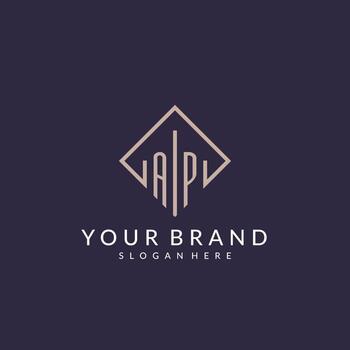 AP initial monogram logo with rectangle style design vector