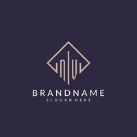 NV initial monogram logo with rectangle style design vector