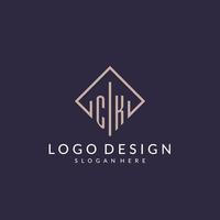 CK initial monogram logo with rectangle style design vector